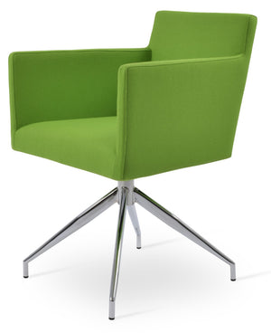Soho Concept Harput Swivel Armchair - Stylish Dining Chair In Camira Blazer Wool, 10-year Guarantee & Brass Accents Chrome  Soho-concept-dining-chair-04385
