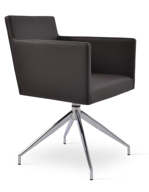 Soho Concept Harput Swivel Armchair - Stylish Leatherette Dining Chair With Polished Base & 2-year Guarantee Chrome,Brown  Soho-concept-dining-chair-04389