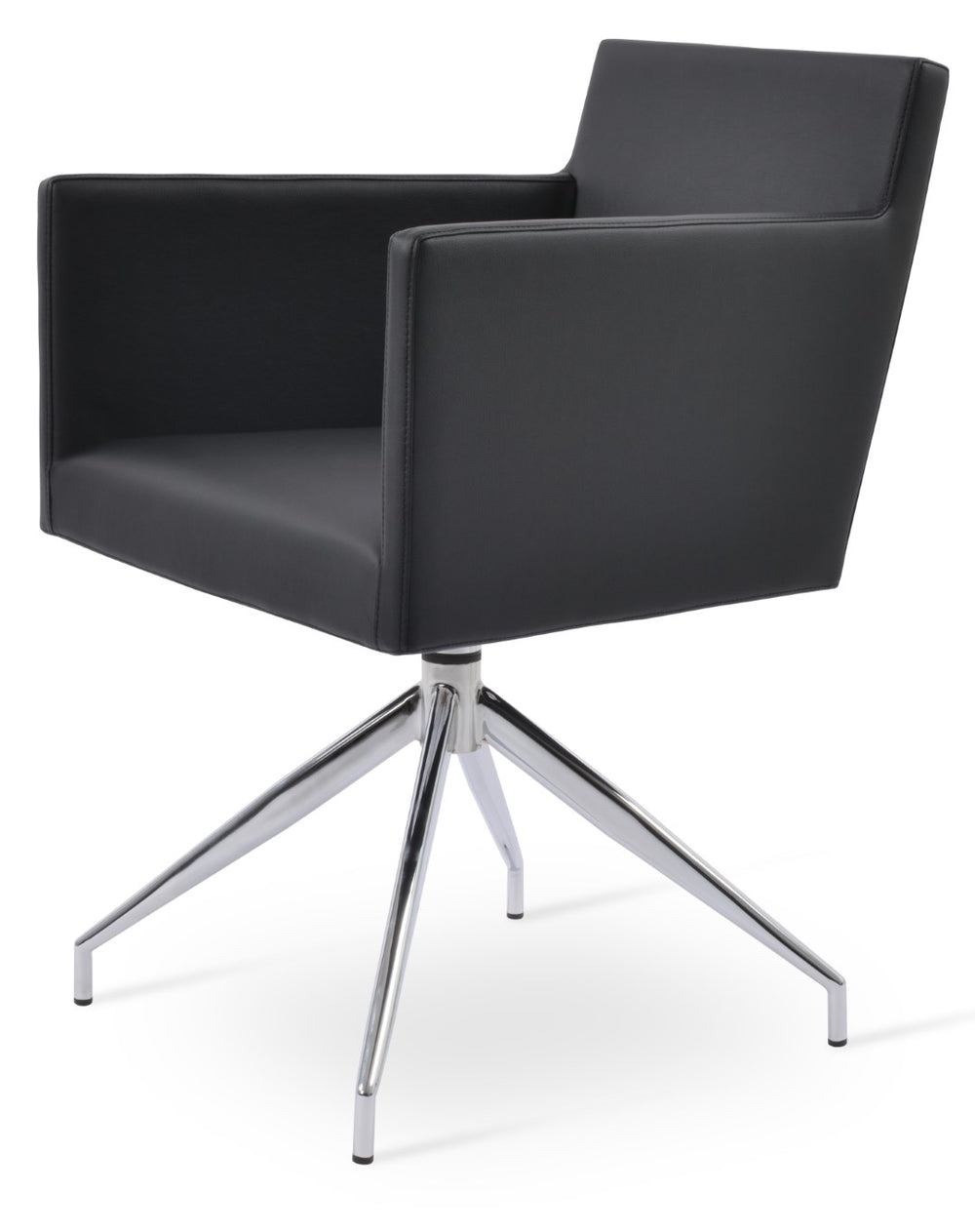 Soho Concept Harput Swivel Armchair - Stylish Leatherette Dining Chair With Polished Base & 2-year Guarantee Chrome,Grey  Soho-concept-dining-chair-04390