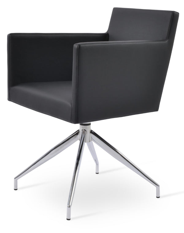 Soho Concept Harput Swivel Armchair - Stylish Leatherette Dining Chair With Polished Base & 2-year Guarantee Chrome,Black  Soho-concept-dining-chair-04382