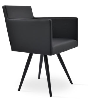 Soho Concept Harput Star Armchair Dining Chair In Soft White Leatherette – Stylish Design With 2-year Guarantee! Black  Soho-concept-dining-chair-04395