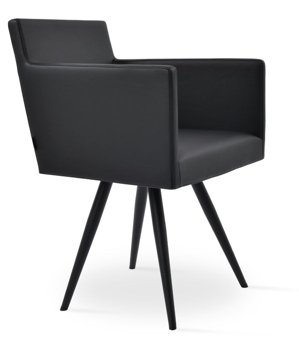 Soho Concept Harput Star Armchair Dining Chair In Soft White Leatherette – Stylish Design With 2-year Guarantee! Black  Soho-concept-dining-chair-04395