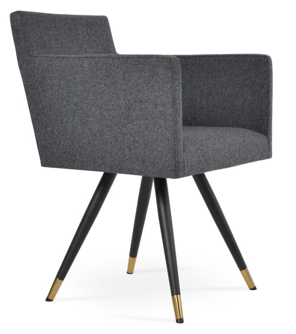 Soho Concept Harput Star Armchair Dining Chair - Premium Camira Wool, 10-year Guarantee, Stylish Steel Base Black,Gold,Dark Grey  Soho-concept-dining-chair-04393