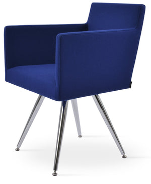Soho Concept Harput Star Armchair Dining Chair - Premium Camira Wool, 10-year Guarantee, Stylish Steel Base Chrome,Blue  Soho-concept-dining-chair-04398