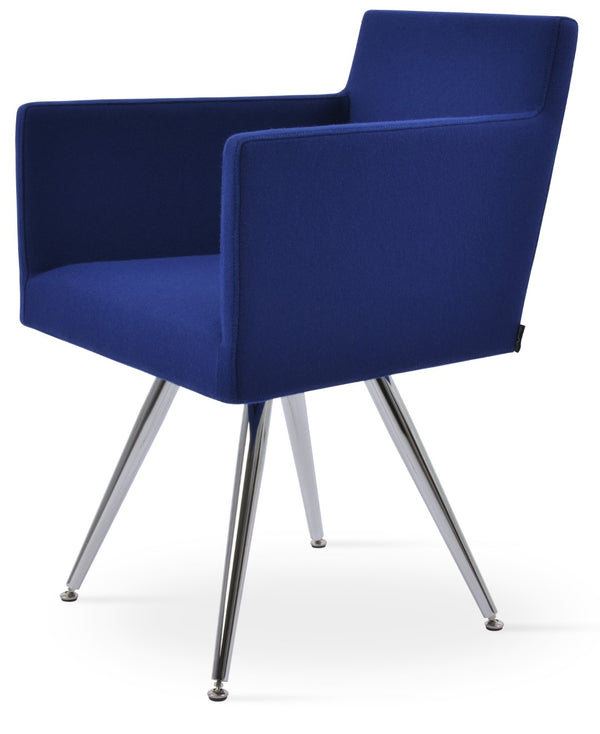 Soho Concept Harput Star Armchair Dining Chair - Premium Camira Wool, 10-year Guarantee, Stylish Steel Base Chrome,Blue  Soho-concept-dining-chair-04398