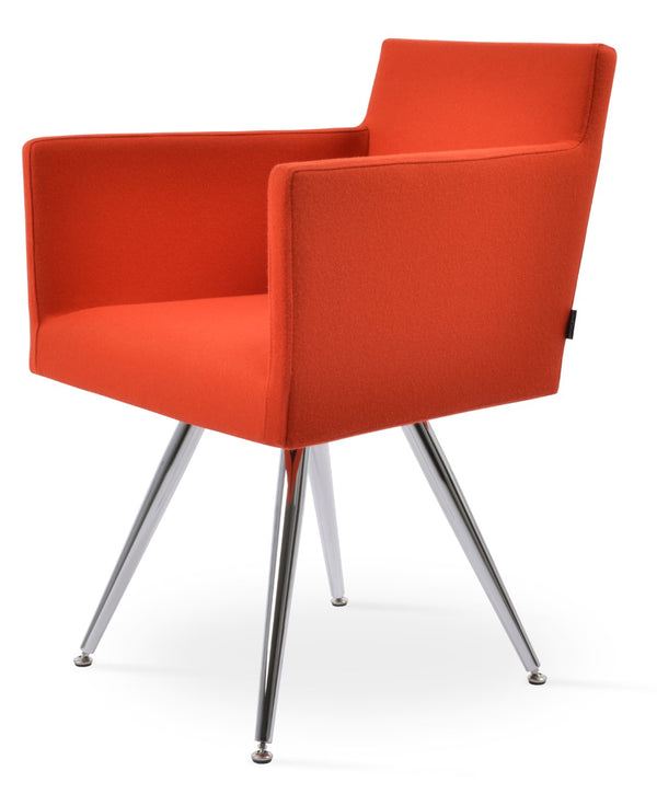 Soho Concept Harput Star Armchair Dining Chair - Premium Camira Wool, 10-year Guarantee, Stylish Steel Base Chrome,Orange  Soho-concept-dining-chair-04396