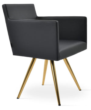 Soho Concept Harput Star Armchair Dining Chair In Soft White Leatherette – Stylish Design With 2-year Guarantee! Gold,Black  Soho-concept-dining-chair-04399