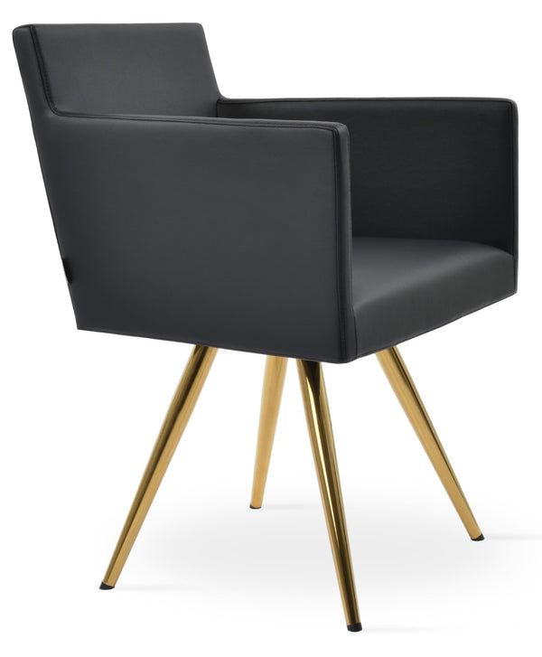 Soho Concept Harput Star Armchair Dining Chair In Soft White Leatherette – Stylish Design With 2-year Guarantee! Gold,Black  Soho-concept-dining-chair-04399