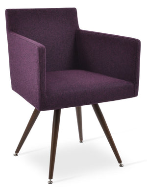 Soho Concept Harput Star Armchair Dining Chair - Premium Camira Wool, 10-year Guarantee, Stylish Steel Base Walnut  Soho-concept-dining-chair-04406