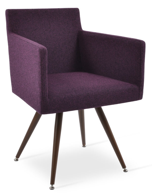 Soho Concept Harput Star Armchair Dining Chair - Premium Camira Wool, 10-year Guarantee, Stylish Steel Base Walnut  Soho-concept-dining-chair-04406