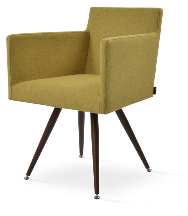 Soho Concept Harput Star Armchair Dining Chair - Premium Camira Wool, 10-year Guarantee, Stylish Steel Base Walnut  Soho-concept-dining-chair-04405