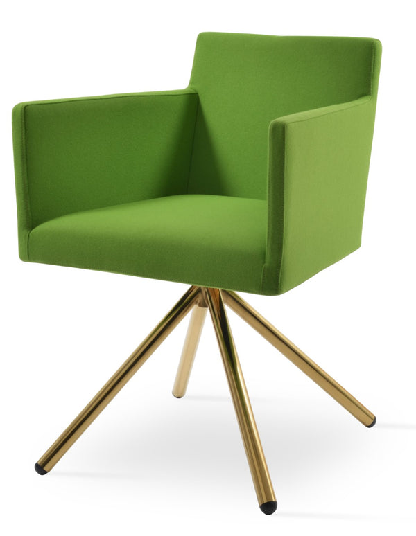 Soho Concept Harput Swivel Armchair - Stylish Dining Chair In Dark Grey Camira Blazer Wool, 10-year Guarantee! Gold  Soho-concept-dining-chair-04412