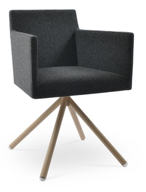 Soho Concept Harput Swivel Armchair - Stylish Dining Chair In Dark Grey Camira Blazer Wool, 10-year Guarantee! Natural,Dark Grey  Soho-concept-dining-chair-04414