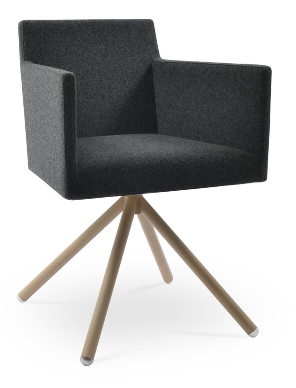 Soho Concept Harput Swivel Armchair - Stylish Dining Chair In Dark Grey Camira Blazer Wool, 10-year Guarantee! Natural,Dark Grey  Soho-concept-dining-chair-04414