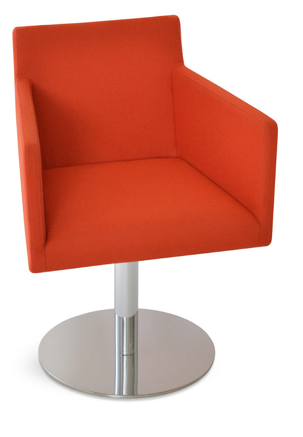 Soho Concept Harput Swivel Dining Chair In Deep Maroon - Stylish Round Armchair With 10-year Guarantee & Steel Base Chrome,Orange  Soho-concept-dining-chair-04418