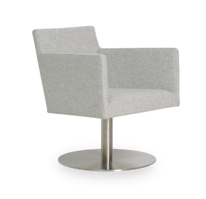 Soho Concept Harput Lounge Armchair Swivel Dining Chair - Stylish Wool Upholstery, 10-year Guarantee, Blue Silver  Soho-concept-dining-chair-04424