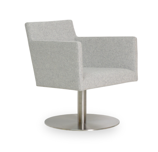 Soho Concept Harput Lounge Armchair Swivel Dining Chair - Stylish Wool Upholstery, 10-year Guarantee, Blue Silver  Soho-concept-dining-chair-04424