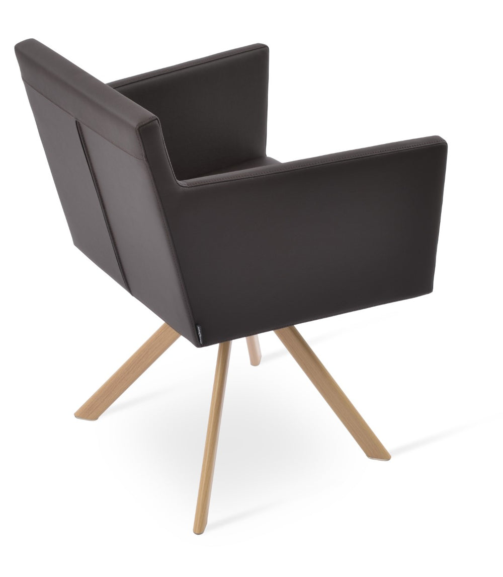 Soho Concept Harput Swivel Dining Chair - Luxurious Leatherette Armchair In Soft Natural Brown, 2-year Guarantee Natural,Brown  Soho-concept-dining-chair-04429