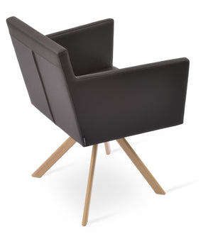Soho Concept Harput Swivel Dining Chair - Luxurious Leatherette Armchair In Soft Natural Brown, 2-year Guarantee Natural,Brown  Soho-concept-dining-chair-04429