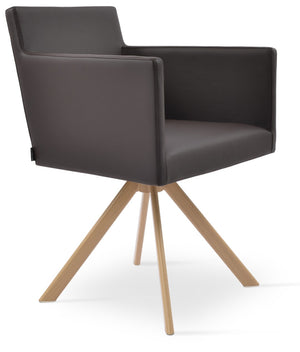 Soho Concept Harput Swivel Dining Chair - Luxurious Leatherette Armchair In Soft Natural Brown, 2-year Guarantee Natural,Brown  Soho-concept-dining-chair-04429