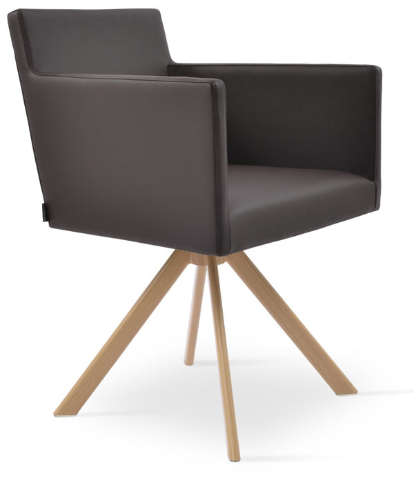 Soho Concept Harput Swivel Dining Chair - Luxurious Leatherette Armchair In Soft Natural Brown, 2-year Guarantee Natural,Brown  Soho-concept-dining-chair-04429