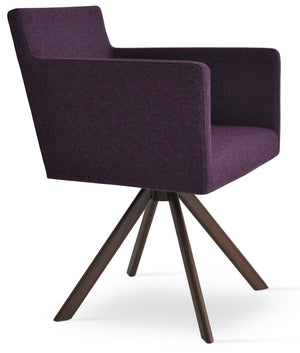 Soho Concept Harput Swivel Lounge Armchair - Luxury Dining Chair In Camira Blazer Wool With 10-year Guarantee Walnut  Soho-concept-dining-chair-04441