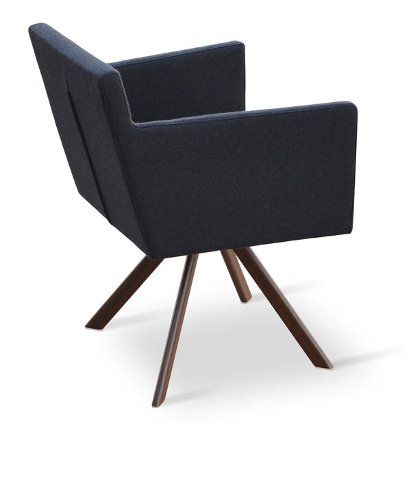 Soho Concept Harput Swivel Lounge Armchair - Luxury Dining Chair In Camira Blazer Wool With 10-year Guarantee Walnut  Soho-concept-dining-chair-04434