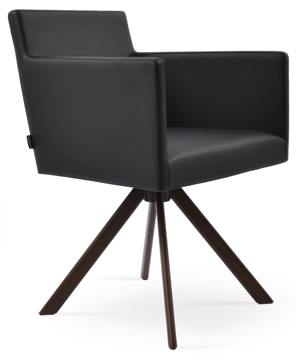 Soho Concept Harput Swivel Lounge Armchair - Stylish Dining Chair In Soft Walnut & Grey Leatherette, 2-year Warranty Walnut,Black  Soho-concept-dining-chair-04439