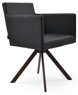Soho Concept Harput Swivel Lounge Armchair - Stylish Dining Chair In Soft Walnut & Grey Leatherette, 2-year Warranty Walnut,Black  Soho-concept-dining-chair-04439