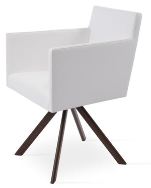 Soho Concept Harput Swivel Lounge Armchair - Stylish Dining Chair In Soft Walnut & Grey Leatherette, 2-year Warranty Walnut,White  Soho-concept-dining-chair-04440