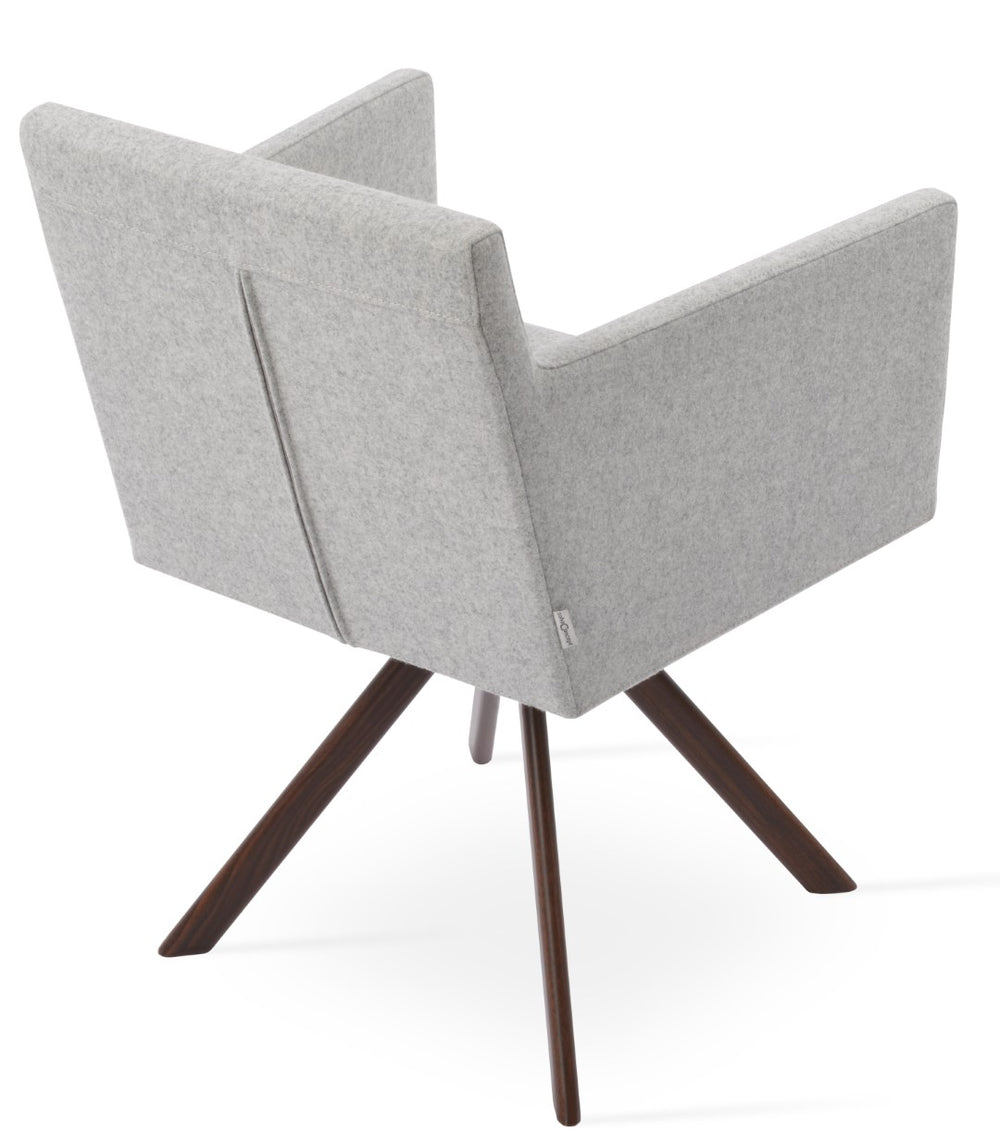 Soho Concept Harput Swivel Lounge Armchair In Dark Grey Camira Era Fabric - 10 Year Guarantee For Comfort Walnut,Silver  Soho-concept-dining-chair-04435