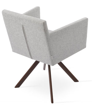 Soho Concept Harput Swivel Lounge Armchair In Dark Grey Camira Era Fabric - 10 Year Guarantee For Comfort Walnut,Silver  Soho-concept-dining-chair-04435