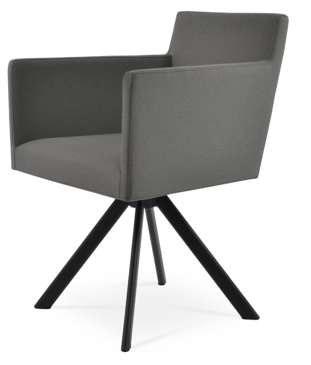 Soho Concept Harput Swivel Lounge Armchair - Stylish Dining Chair In Boucle, Velvet, Nubuck & Camira Fabrics! Walnut,Dark Grey  Soho-concept-dining-chair-04493