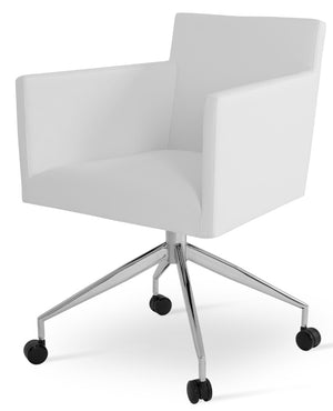 Soho Concept Harput Swivel Armchair - Stylish Leatherette Dining Chair With Polished Base & 2-year Guarantee White  Soho-concept-dining-chair-04392