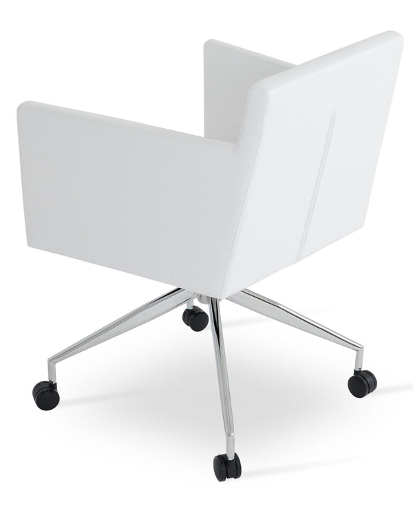 Soho Concept Harput Swivel Armchair - Stylish Leatherette Dining Chair With Polished Base & 2-year Guarantee White  Soho-concept-dining-chair-04392