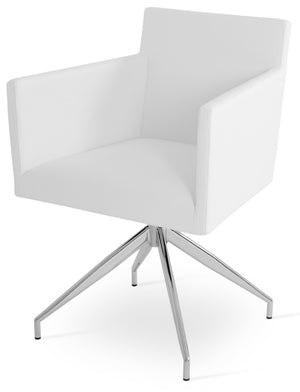 Soho Concept Harput Swivel Armchair - Stylish Leatherette Dining Chair With Polished Base & 2-year Guarantee White  Soho-concept-dining-chair-04375
