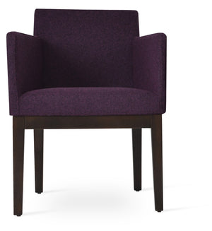 Soho Concept Harput Wood Lounge Armchair - Stylish Dining Chair In Camira Blazer Wool, Walnut Finish, 10-year Warranty Walnut  Soho-concept-dining-chair-04442