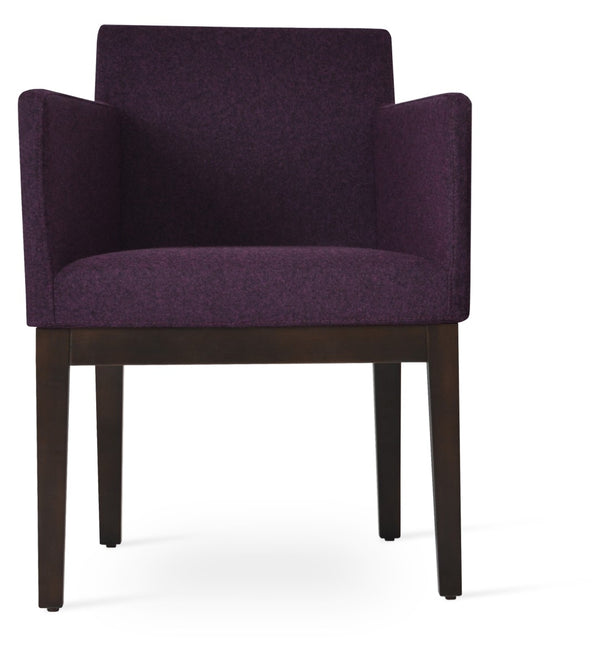 Soho Concept Harput Wood Lounge Armchair - Stylish Dining Chair In Camira Blazer Wool, Walnut Finish, 10-year Warranty Walnut  Soho-concept-dining-chair-04442