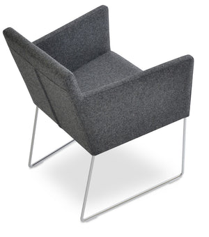 Soho Concept Harput Sled Wire Armchair In Vibrant Orange - Durable Camira Era Fabric With 10-year Guarantee! Chrome,Dark Grey  Soho-concept-dining-chair-04451