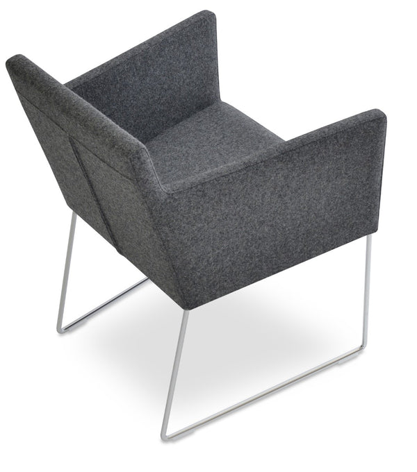 Soho Concept Harput Sled Wire Armchair In Vibrant Orange - Durable Camira Era Fabric With 10-year Guarantee! Chrome,Dark Grey  Soho-concept-dining-chair-04451