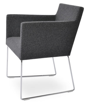 Soho Concept Harput Sled Wire Armchair In Blue - Stylish Dining Chair With Camira Blazer Wool & 10-year Guarantee Chrome,Dark Grey  Soho-concept-dining-chair-04444