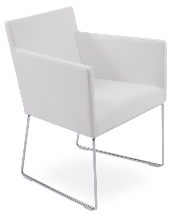 Soho Concept Harput Sled Wire Armchair Dining Chair - Stylish Leatherette, Chrome Finish, 2-year Guarantee, Black Chrome,White  Soho-concept-dining-chair-04450