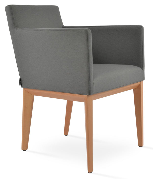 Soho Concept Harput Wood Armchair Dining Chair - Stylish Beech Base, Versatile Upholstery & 10-year Guarantee! Natural,Grey  Soho-concept-dining-chair-04456