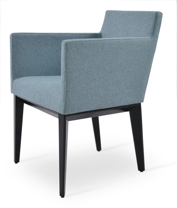 Soho Concept Harput Stylish Lounge Armchair - Premium Fabric Options, 10-year Guarantee, Black & Turquoise Elegance Black,Blue  Soho-concept-dining-chair-04461