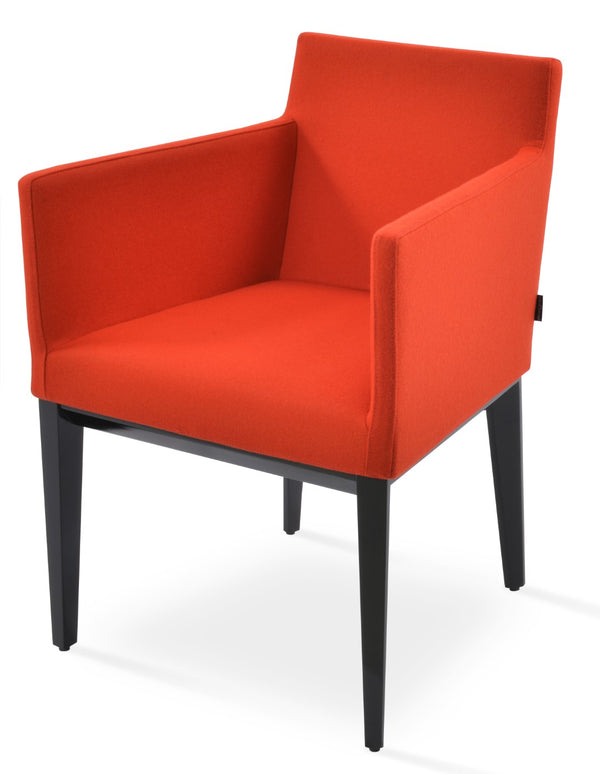 Soho Concept Harput Wood Lounge Armchair - Stylish Dining Chair In Camira Blazer Wool, Walnut Finish, 10-year Warranty Black,Orange  Soho-concept-dining-chair-04462