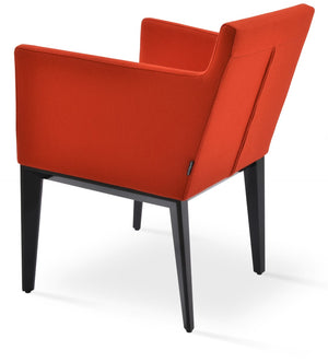 Soho Concept Harput Wood Lounge Armchair - Stylish Dining Chair In Camira Blazer Wool, Walnut Finish, 10-year Warranty Black,Orange  Soho-concept-dining-chair-04462