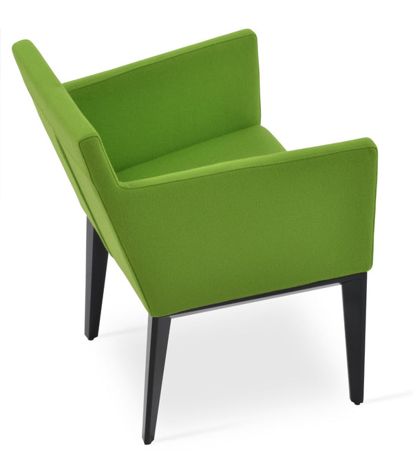 Soho Concept Harput Wood Lounge Armchair - Stylish Dining Chair In Camira Blazer Wool, Walnut Finish, 10-year Warranty Black  Soho-concept-dining-chair-04463