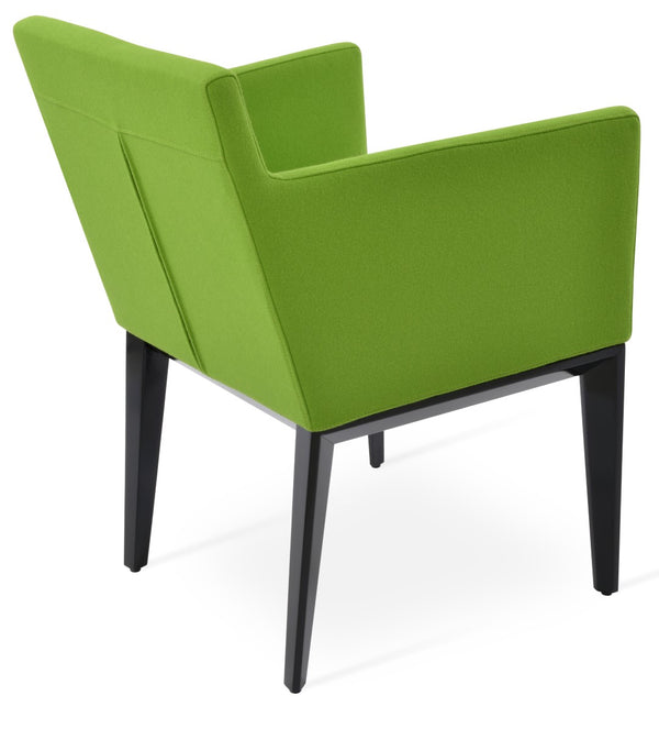 Soho Concept Harput Wood Lounge Armchair - Stylish Dining Chair In Camira Blazer Wool, Walnut Finish, 10-year Warranty Black  Soho-concept-dining-chair-04465