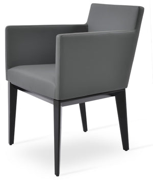 Soho Concept Harput Wood Small Lounge Armchair - Chic Leatherette Chair In Soft Black & White For Modern Homes Black,Grey  Soho-concept-dining-chair-04466