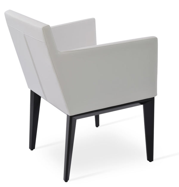 Soho Concept Harput Wood Small Lounge Armchair - Chic Leatherette Chair In Soft Black & White For Modern Homes Black,White  Soho-concept-dining-chair-04459